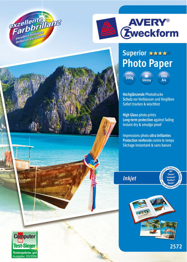 Bilde av Zweckform Superior Inkjet Photo Paper 2572 - Høyblank - Hvit - A4 (210 X 297 Mm) - 200 G/M² - 50 Ark Fotopapir