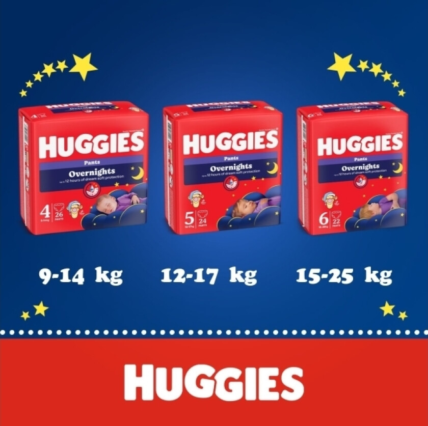 Diapers Overnight, 4 Dydis, 9-14 Kg, 26 Vnt, 2661901