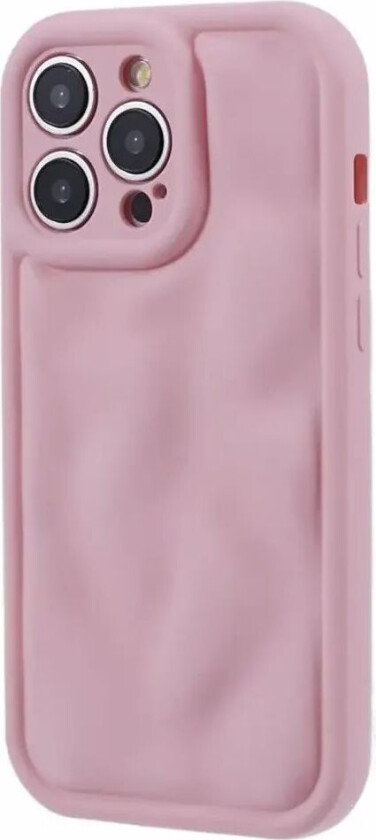 iPhone 15 Pro fleksibelt Plast Deksel med. Bølgedesign - Matt Pink