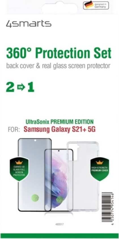 4Smarts Premium 360° Protection Set Ultrasonix - Baksidedeksel For Mobiltelefon - Polykarbonat, Termoplast-Polyuretan (Tpu) - Svart - For Samsung Gal