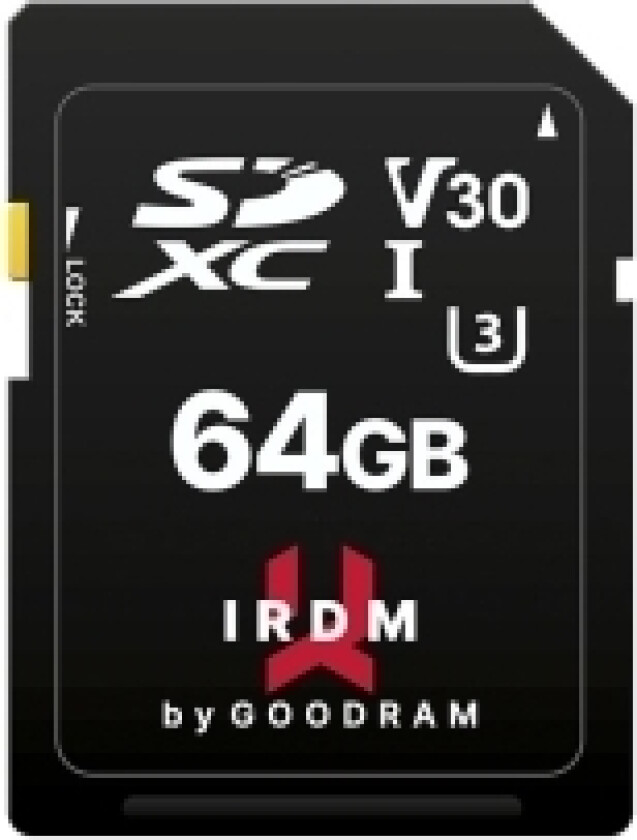 Goodram Irdm, 64 Gb, Sdxc, Uhs-I, 100 Mb/S, 70 Mb/S, Class 3 (U3)