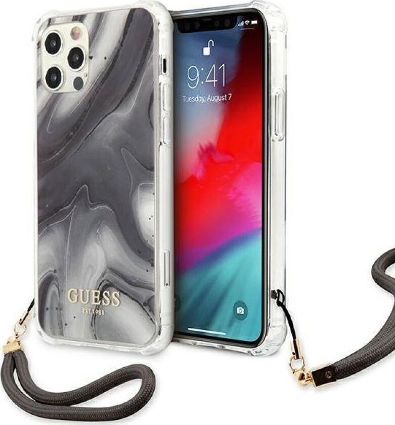 Originalt Frontdeksel Guess Guhcp12lksmagr For Iphone 12 Pro Max Marble Wire Grå