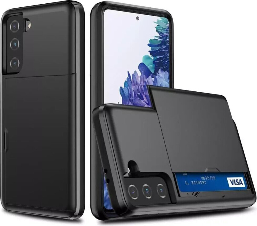 Samsung Galaxy S21 Hybrid Håndverker Deksel m. Kortholder - Sort