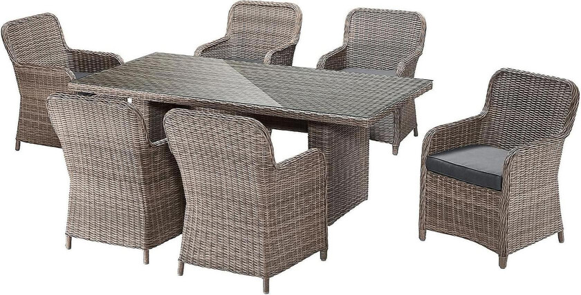 Bilde av Wembley Spisegruppe 200cm + 6 Spisestoler Natur/Brun - Venture Home