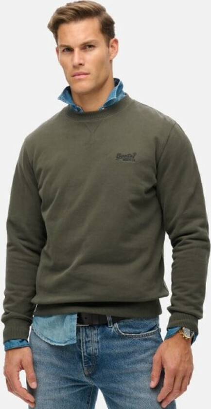 Essential Logo Crew Sweatshirt, Dark Grey Green, S,  Sweatshirts