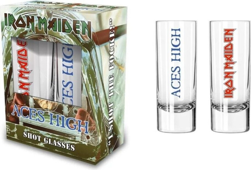 IRON MAIDEN SHOT GLASS - ACES HIGH (2-PACK)