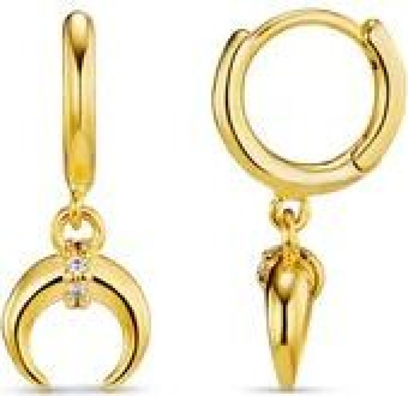 Pave Crescent Charm Micro Hoop - Gold One Size