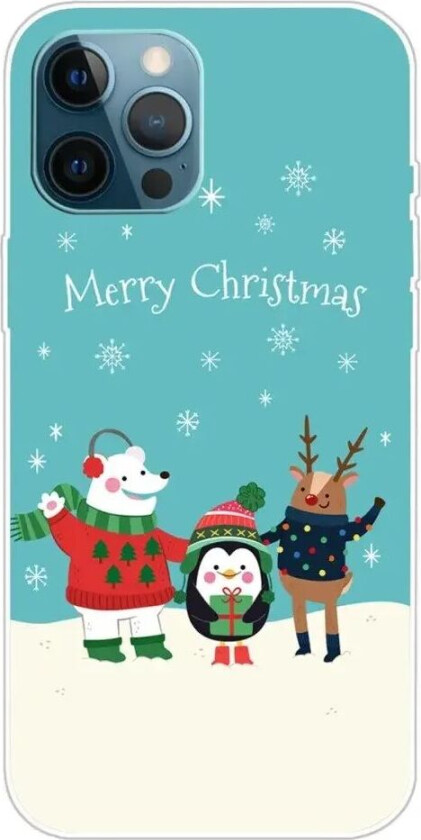 iPhone 15 Pro Fleksibelt Plast Jul Deksel - Merry Christmas - Venner i Snøen