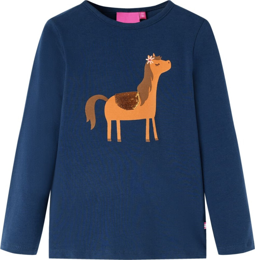 T-skjorte for barn med lange ermer marineblå 116