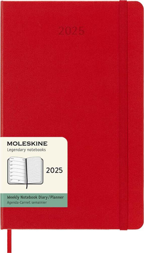 Kalender Moleskine 2025 Hard L Uke Notat Rød