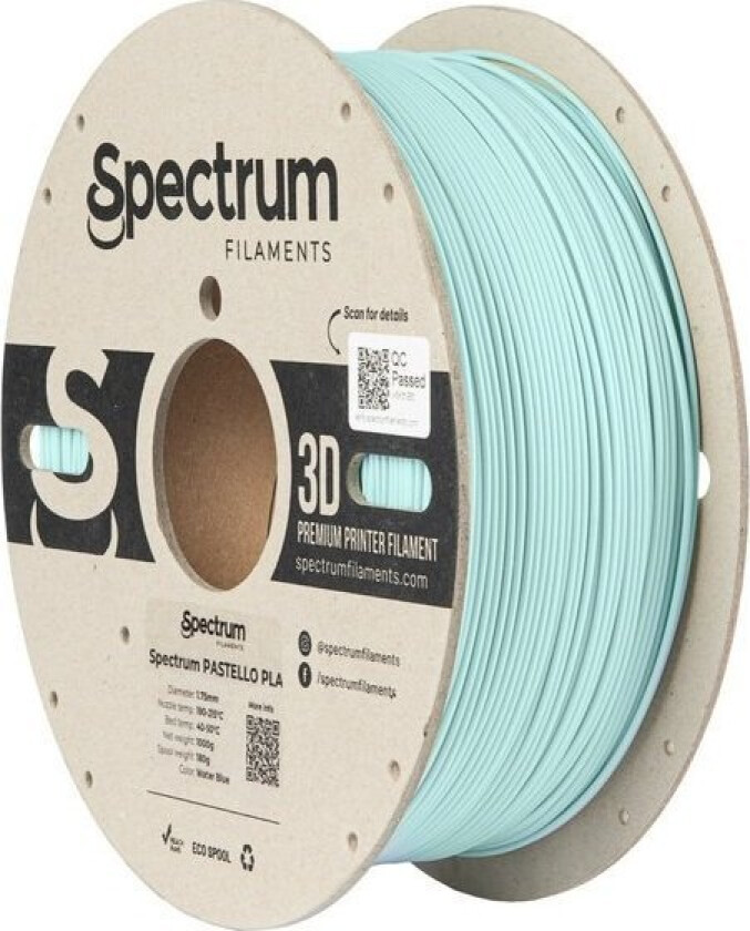 Spectrum Filaments 80704 Pastello Pla Filament Pla-Plast Mat 1.75 Mm 1000 G Water Blue, Blå , Pastel 1 Stk