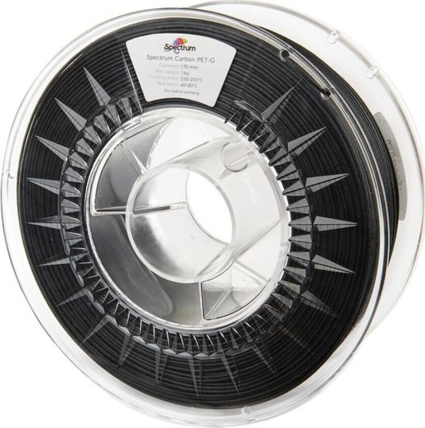 Spectrum Filaments 80468 Pet-G Carbon Filament Petg Compound Kulfiberforstærket, Mat 1.75 Mm 1000 G Sort, Carbon 1 Stk