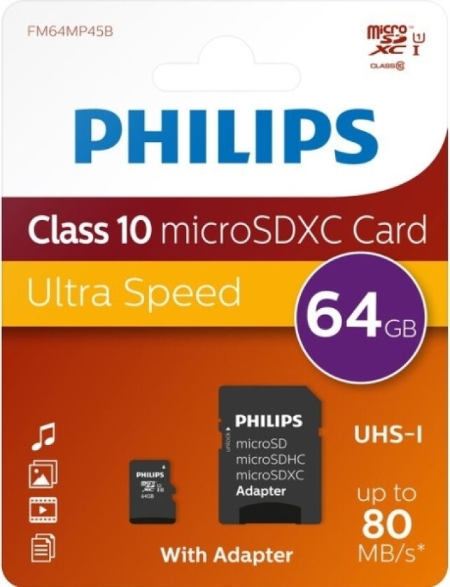 - Flashminnekort (Microsdxc Til Sd-Adapter Inkludert) - Class 10 - Microsdxc