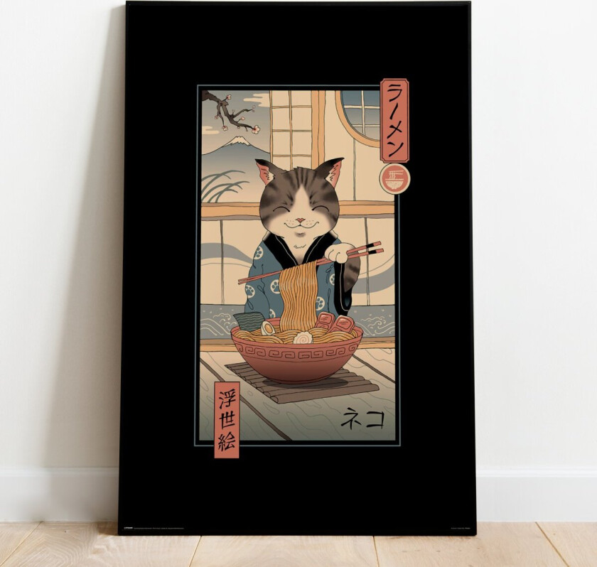 Plakat Neko Ramen Ukiyoe - 91,5 x 61 cm | Supernerds.no - Norsk Nettbutikk