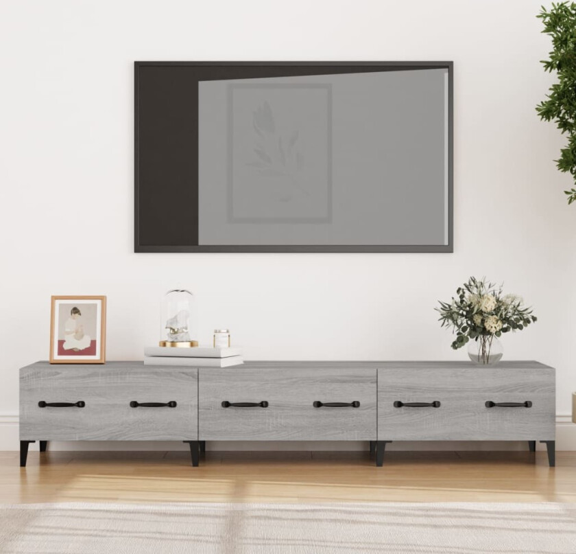 TV-benk grå sonoma 150x34,5x30 cm konstruert tre