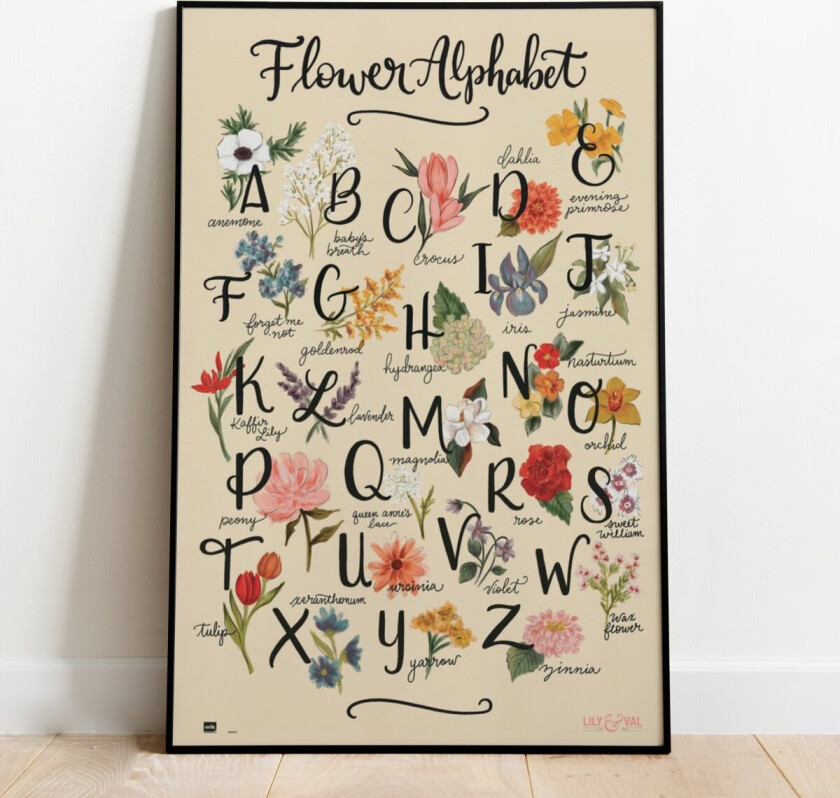 Flower Alphabet Plakat - 91,5 x 61 cm | Supernerds.no - Norsk Nettbutikk