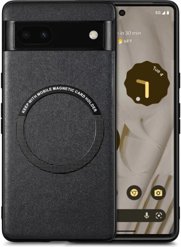 Google Pixel 6a Kunstskinn Deksel - MagSafe Kompatibel - Svart