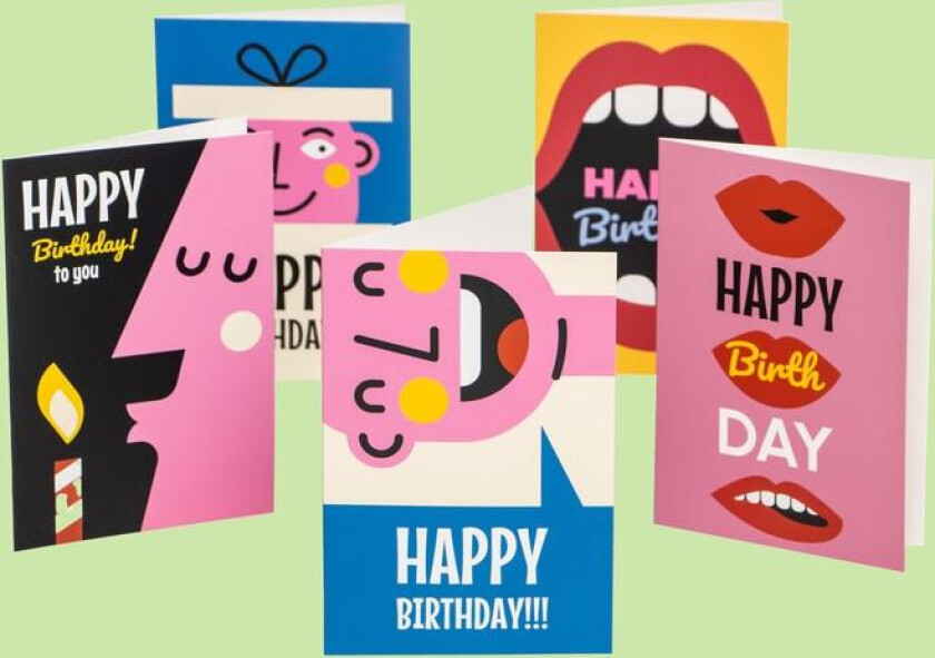 Bursdagskort "Happy Birthday" - 10-pakning