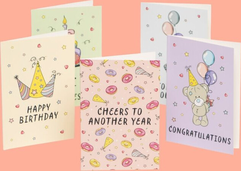 Bursdagskort "Birthday" - 10-pakning