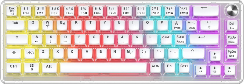 C450 Mini Pudding65 tastatur (gjennomsiktig, hvite taster)