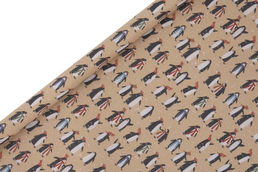 Gavepapir 3m Penguins kraft