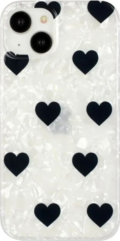 iPhone 15 Fleksibelt Plastdeksel m. Motiv - Svarte Hjerter