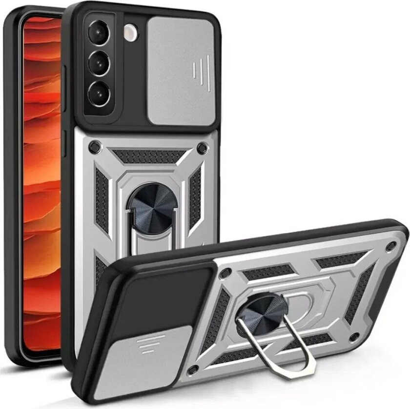 Samsung Galaxy S22 Håndverker Bakdeksel med Magnetisk Stativ - Sølv