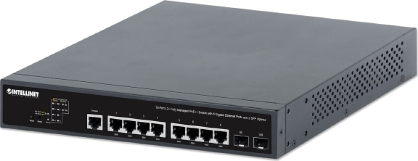 Intellinet 10-Port L2+ Fully Managed Poe++ Switch Mit 8 Gigabit-Ports Und 2 Sfp-Uplinks 242 W (562003)