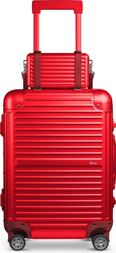 Feru Beverly 54 cm koffert med skulderveske - 54x35x21/23x7,5x13cm - Rød aluminium