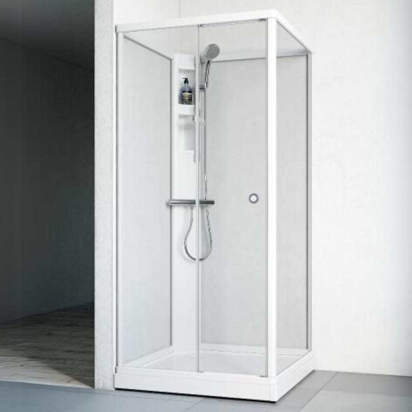Flow Front Dusjkabinett Standard Hvit / 81x81cm Klart Glass