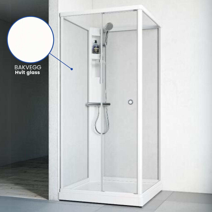 Flow Front Dusjkabinett Standard Hvit / 91x91cm Glass