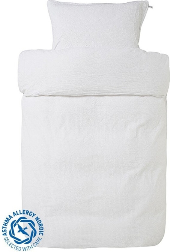 Krepp sengetøy - Høie of Scandinavia - 140x200 cm - Pure hvit - 100% bomull