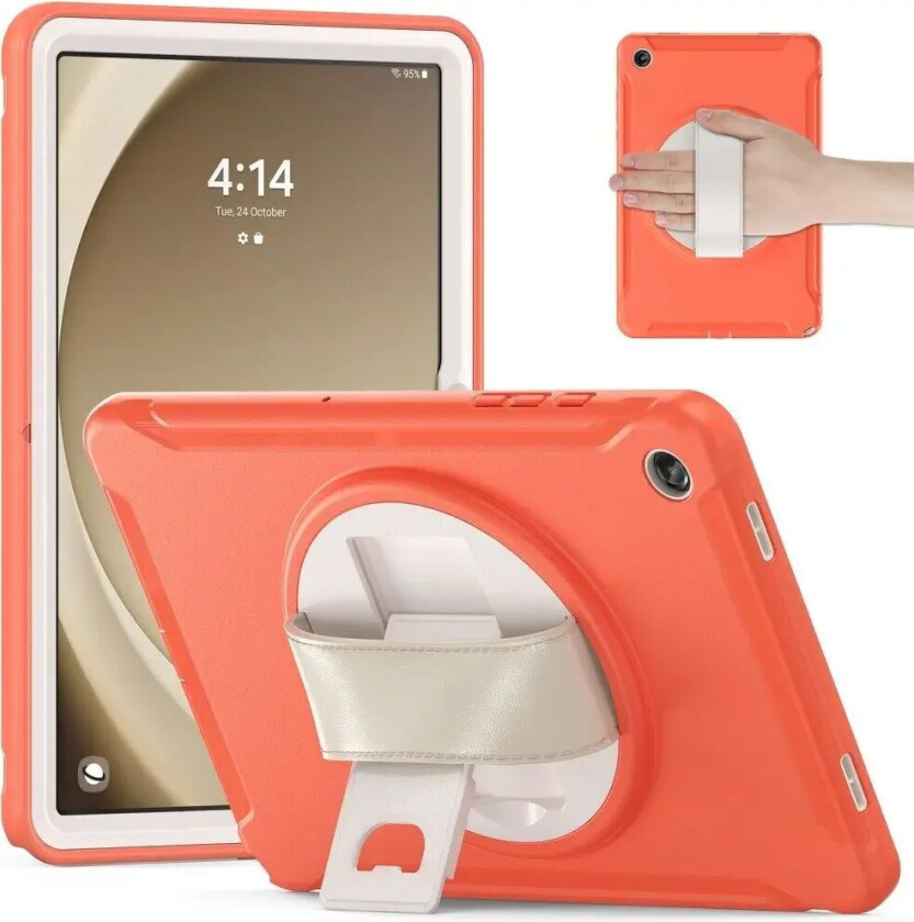 Samsung Galaxy Tab A9+ (Plus) Håndverker Deksel m. Håndholder & Kickstand - Oransje