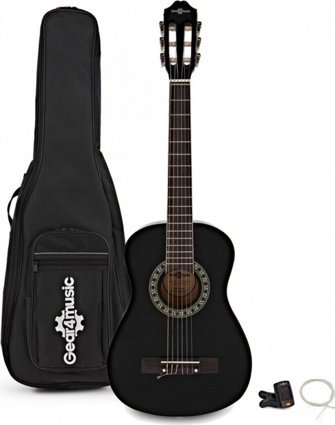 Gear4Music Junior 1/2 Klassisk Gitarpakke Svart fra Gear4Music