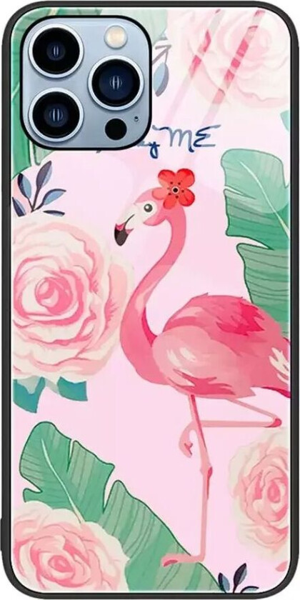 iPhone 14 Pro bakdeksel med glassbakside - Flamingo