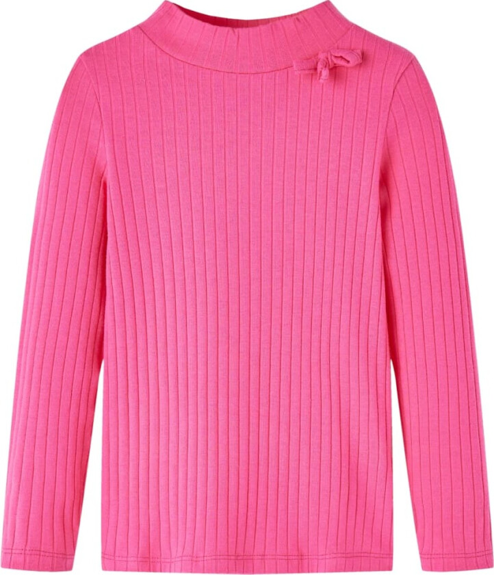 T-skjorte for barn med lange ermer ribbestrikket lyserosa 116