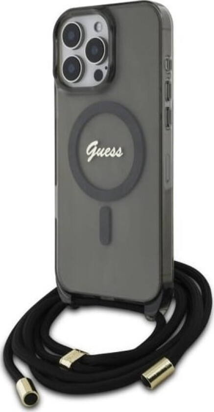Guhmp16lhctsgnsk Iphone 16 Pro 6.3" Czarny/Black Hardcase Crossbody Cord Script Magsafe