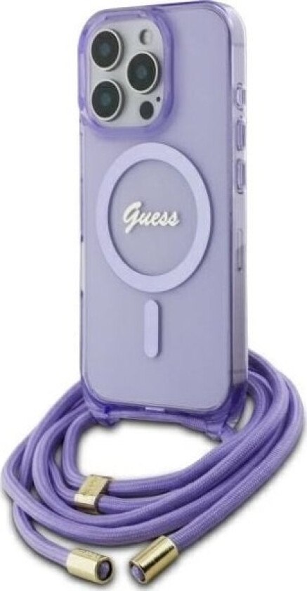 Deklas Guess Guhmp16lhctsgnsu Iphone 16 Pro 6.3" Violetine/Violetine Hardcase Crossbody Cord Script Magsafe