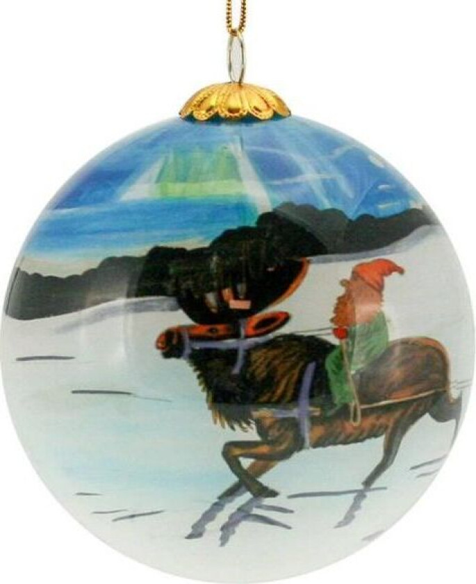 Julekule Håndmalt Nisse Kappløp I Nordlys