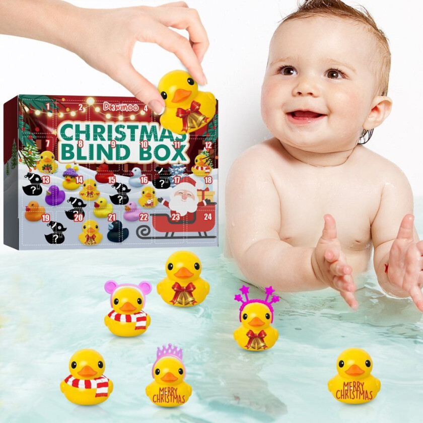 24-Grid Jul Silikon Duck Blind Box Gave Jul Adventskalender