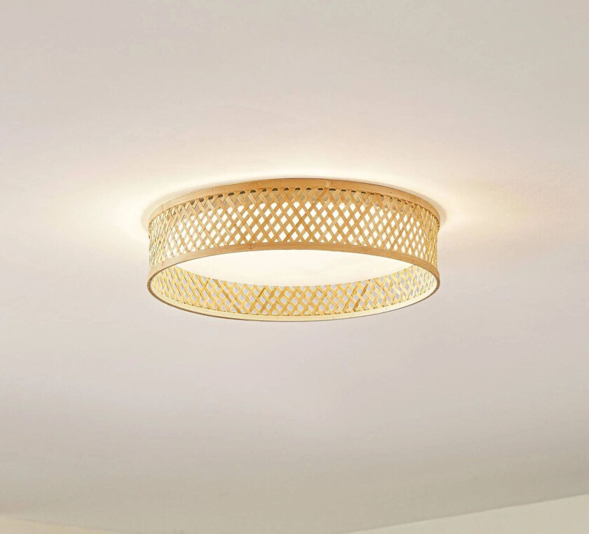 taklampe Eilif, bambus, hvit, Ø 40 cm