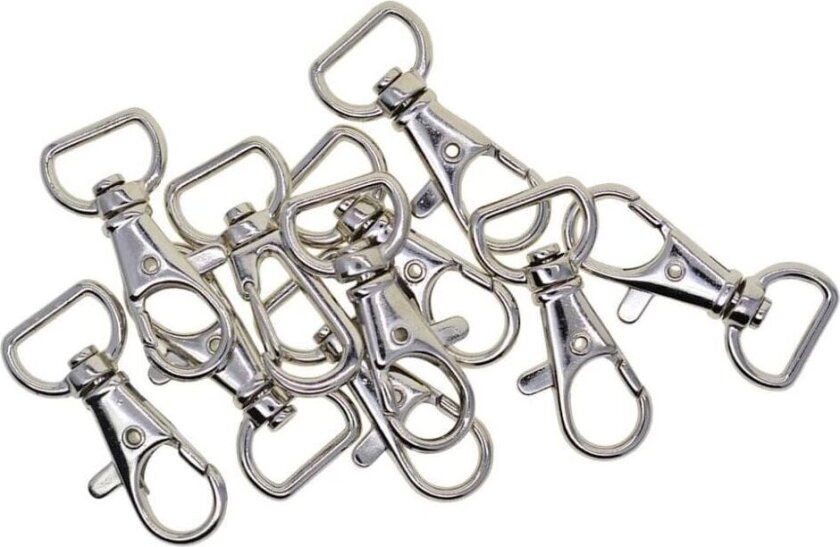 Svingbare spenner lanyard karabinkroker nøkkelring klips nøkkelringer 10 deler Sølv 2 cm