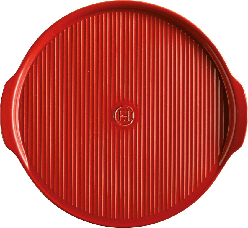 Pizzastein med riller Ø 40 cm, rød