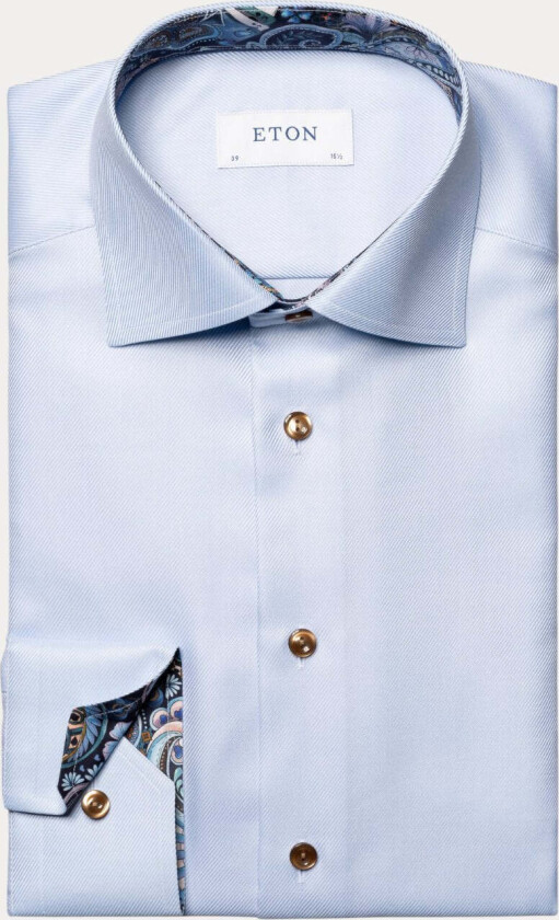 CONTEMPORARY GEOMETRIC TEXTURED TWILL SHIRT Blå, 45