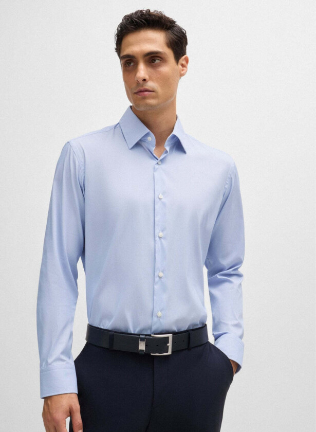 REGULAR-FIT SHIRT IN STRIPED STAIN-REPELLENT TWILL Blå, 46