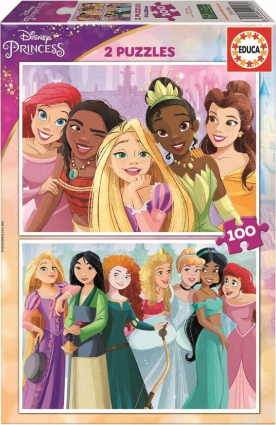 Educa - 2x100 Disney Princess 2 Puzzles Wood (80-19298)