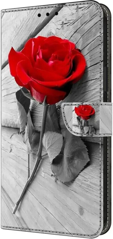 Samsung Galaxy A05s Flip Deksel i Skinn med Lommebok og Trykk - Rose