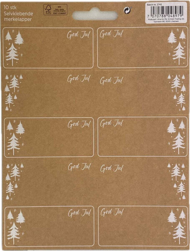 Bilde av Selvklebende Merkelapper Trær Kraft 10 Stk