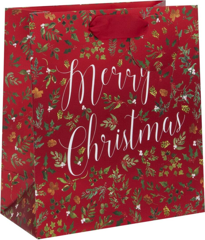 Gavepose M Merry Christmas Foliage Rød