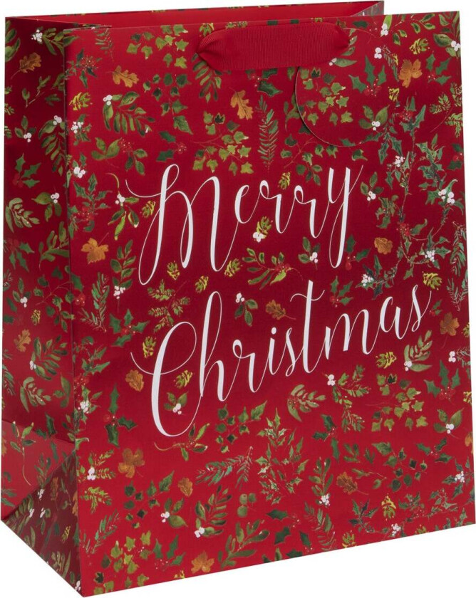 Gavepose L Merry Christmas Foliage Rød